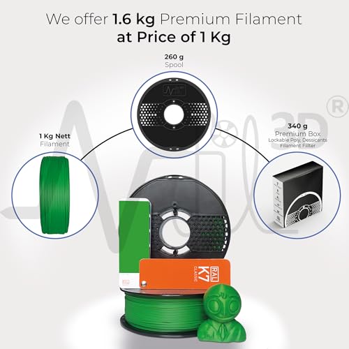 Image of NFIL3D 1KG Net Turbo Finish PLA+ Emerald Green 3D Printer Filament | Filaments for 3D Printer| 1.75mm| Accuracy - + /- 0.015mm | 1000g 3D Filament, 250g Spool & 350g Packing, Total Weight 1.6KG
