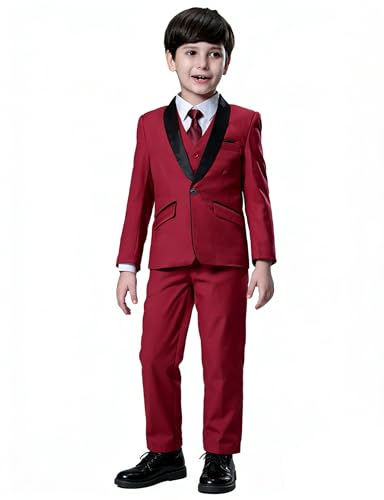 Costume garçon 3 pièces avec veste à col châle un bouton gilet et pantalon formel