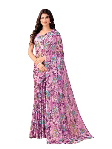Image of Garden Vareli Floral Print Chiffon Saree