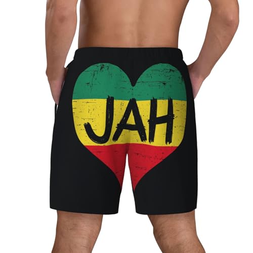 Jamaican Heart Print Men Stylish Functionality Swim Trunks Breathable Beach Shorts Surfing Gym Fishing4