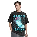 WINCCOR Aaron Musics Carter Men's Vintage Oversized T-Shirts Loose Short Sleeved Top Printing Shirts Medium Black