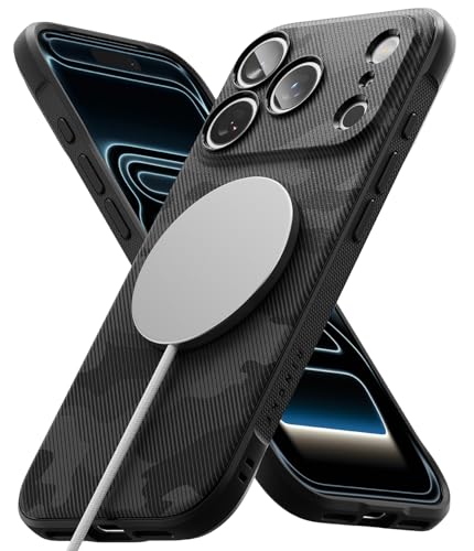 Image of Ringke Onyx Magnetic Compatible with iPhone 17 Pro Max Case Back Cover [Strong Magnet] Military-Grade Protection TPU Shockproof Rugged Bumper Full Protection - Magnetic Camo Black