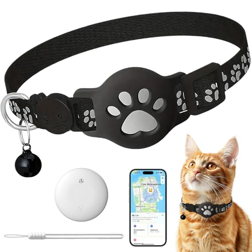 GPS Tracker Katze, Mini Tracker Ohne ABO für Halsbänder Katze, Mini Haustierortungsgerät Katzen Hunde kompatibe, SmartTag Katzenhalsband (nur IOS)