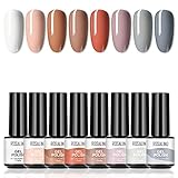 ROSALIND Esmalte Semipermanente de Uñas en Gel UV LED,8 pcs de Pintauñas Semipermanentes Desnudo Mini,Esmalte de uñas en Gel Set