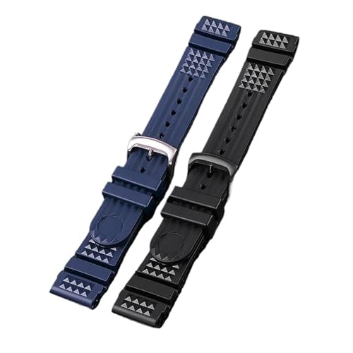 Bracelet silicone étanche 22mm bleu pour plongée et sport avec Seiko
