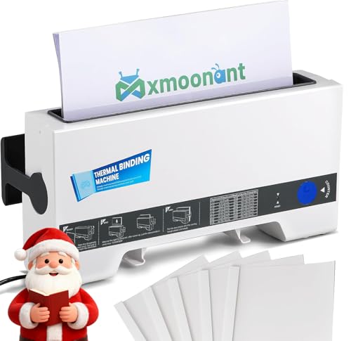 Mxmoonant TH-36 Thermobindemaschine, max. 200 Blatt, einfache Bedienung, kompakt, für A5/A4, mit 5 Stück Bindedeckeln
