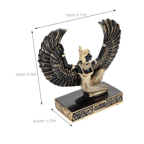 Statue de déesse ailée noire en résine pour décoration de table basse de salon et bureau d'hôtel - 3