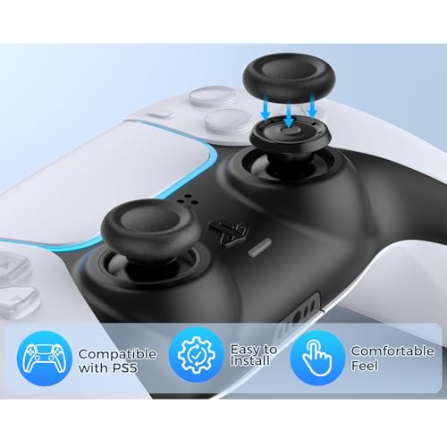 Image of 3 Pairs Thumb Grips,Enhanced Grip and Control, Replacement Joystick Caps Compatible with PS5 Controller, Suitable for Extended Gaming Sessions,Black