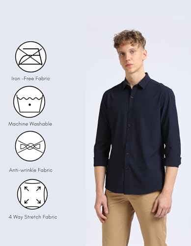 Image of SaintX Men's Premium Solid Formal Shirt | Slim Fit | Plain Full Sleeve | Feather Touch Soft Finish | Wrinkle Resistant | No Ironing Required | 360 Highly Stretchable Fabric