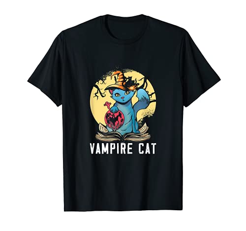 Gato Vampiro Halloween Bloody Holiday Scary Horror Monster Camiseta