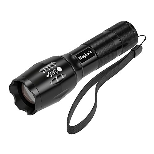 LED Tactical Flashlight,Wophain Super Bright 800 Lumens CREE XML T6 LED Outdoor Handheld Flashlight Adjustable Focus Zoom Flashlight With 5 light Modes, Ultra Bright, Zoomable,Water Resistant