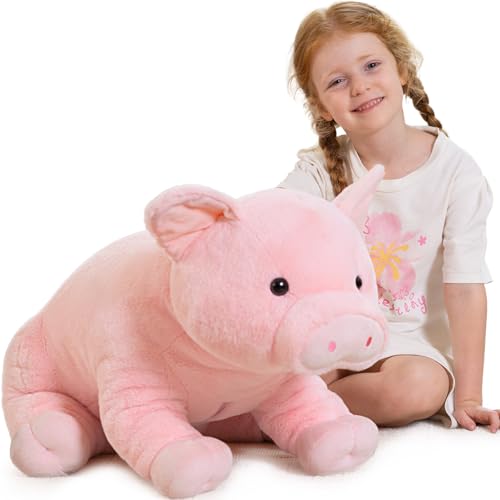 Image of BENINY Giant Pig Stuffed Animal 30 inch - Large Stuffed Pink Pig Plush, Ultra Soft Big Farm Plush Toy, Cute Hugging Pillow for Kids & Adults