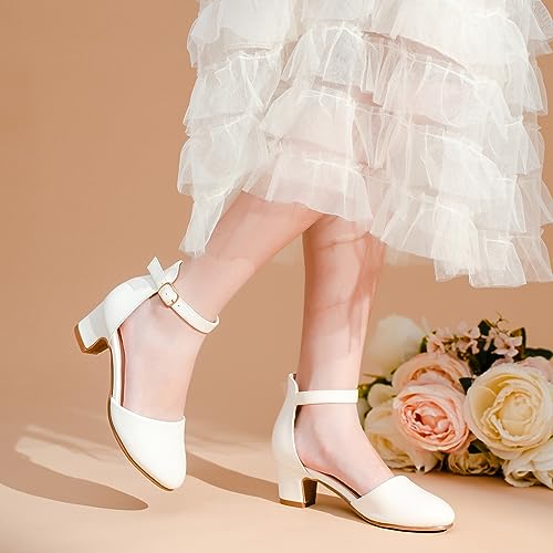 Image of LAURMOSA Girls Dress Shoes Closed Toe Pumps High Heels for Little Big Kid
