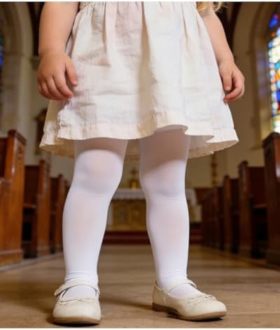 Toddler Tights White Baby Girl Ballet Tights Girls Ultra Soft Dance Tight 6-12 Months Footed Leggings Stockings 2 Pack(White, S)