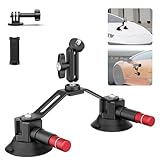 NEEWER Dual Suction Cup Car Mount Kit with 360° Ball Head Magic Arm, Quick Release Air Pump Vacuum Camera Mount with Phone Holder & Action Camera Adapter Compatible with GoPro Insta360 DJI OSMO, CA066