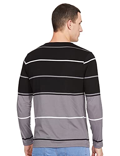 Image of EYEBOGLER Noble Monk Men's Striped Regular Fit T-Shirt (T305 Grey Black White 2XL),XXL