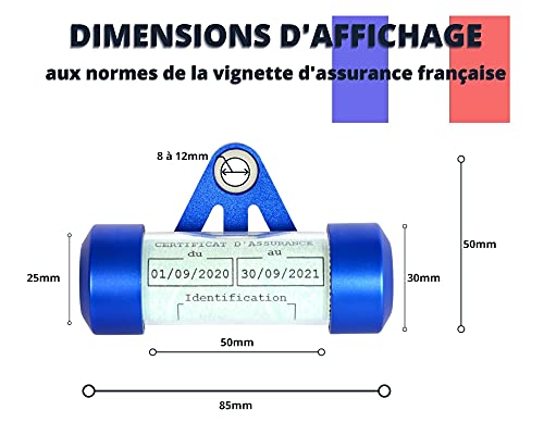 Porte Vignette Assurance Moto Tube, Accessoire Scooter/Moto Support De Vignette Assurance Etanche Bleu ✯Marque FRANÇAISE UGOZEN✯ 50x30 mm d'affichage pour Moto/Scooter/Quad - Image 4