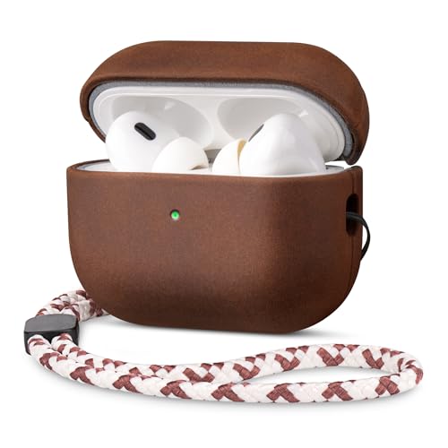 RIXENY AirPods Pro 2 �p �{�v�r���e�[�W�P�[�X (�n���h�X�g���b�v�t) - �N���C�W�[�z�[�X���U�[�� ��2�����p �N���V�b�N���g���݌v �O��LED���m�F�\ �����y�A�����O�{�^������ �_�[�N�u���E��