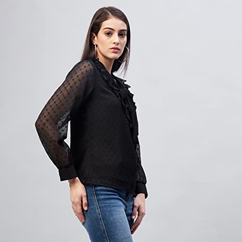 Image of Carlton London Women's Solid Polyester Blend Regular Fit Blouse