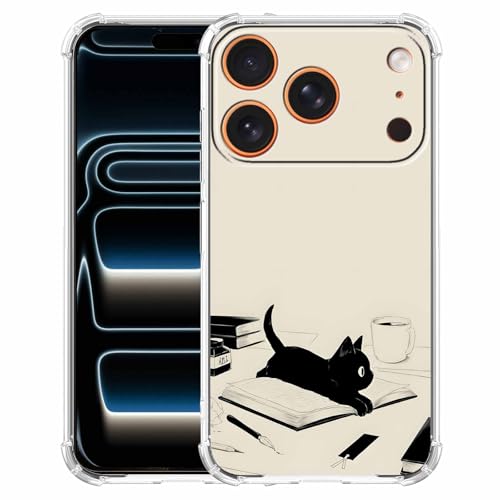 Coque iPhone 17 Pro Max TPU souple avec motif animal chat noir