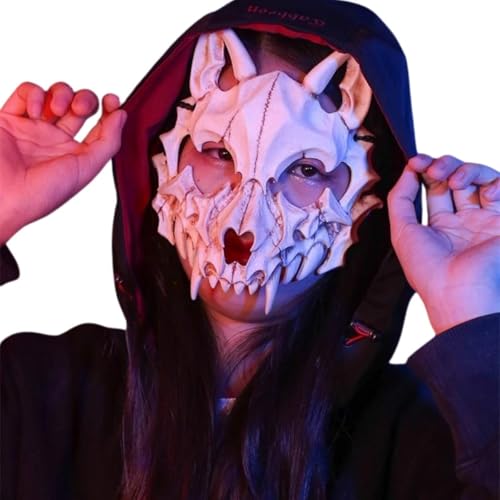 Máscara De Caveira Lobo Fantasia Festa Halloween Cosplay Guerreiro Samurai Dia das Crianças Caveira