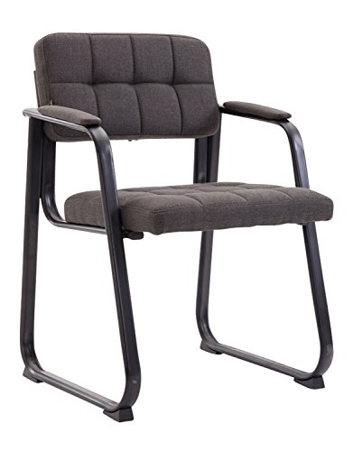 CLP Silla para Visitas Canada B En Tela I Silla De Conferencia Acolchado I Silla De Espera con Reposabrazos & Soporte De Metal Robusto I Color: Gris Oscuro, Metal Negro Mate