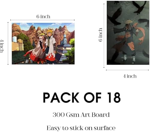 Image of ATEVON Naruto Anime Wall Collage Kit - Pack of 18 Multicolor 4x6 Posters Featuring Naruto Uzumaki, Sasuke Uchiha & Sakura Haruno - Aesthetic Anime Room Decor for Bedroom, Dorm & Living Spaces
