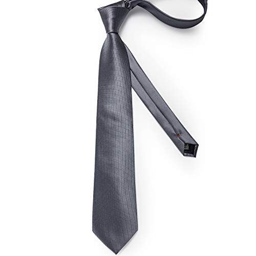 Image of DiBanGu Mens Solid Color Tie and Pocket Square Set Woven Silk Plain Necktie & Handkerchief for Men Wedding Party Formal