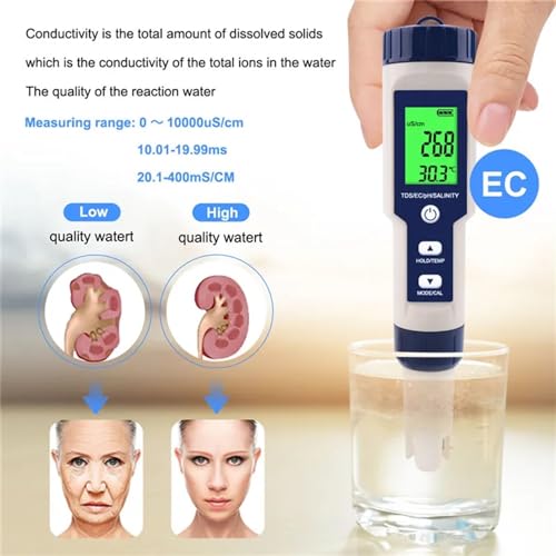 Testeur multifonction 5 en 1 TDS EC PH EDEDE pour eau de spa