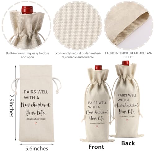 BQXS Going Leaving Moving Away Farewell Retirement Gifts for Friends Coworkers Women, New Jop Beginning Business Owner Gifts Wine Bag, Pairs Well With A New Chapter Wine Bag