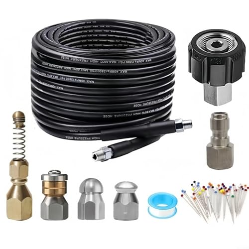 Gettimore Tubo di pulizia di scarico con ugello ad alta pressione per sistema di idropulitrice Karcher, flessibile, per bloccare e pulire lo scarico, 10 m
