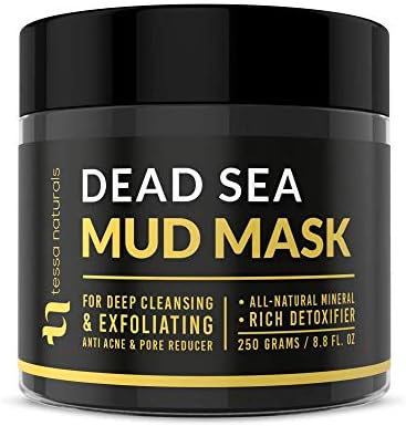 TN TESSA NATURALS Dead Sea Mud Mask - Enhanced with Collagen - Reduces Blackheads, Pores, Acne, & Oily Skin - Visibly Healthier Face & Body Complexion - All Natural Anti-Aging Formula for Women & Men