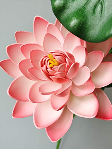 Suandsu 1Pcs Artificial Lotus Fake Flowers Water Lily Long Stem Home Garden Pond Aquarium Wedding Decor 41'' High Pink #TOP4