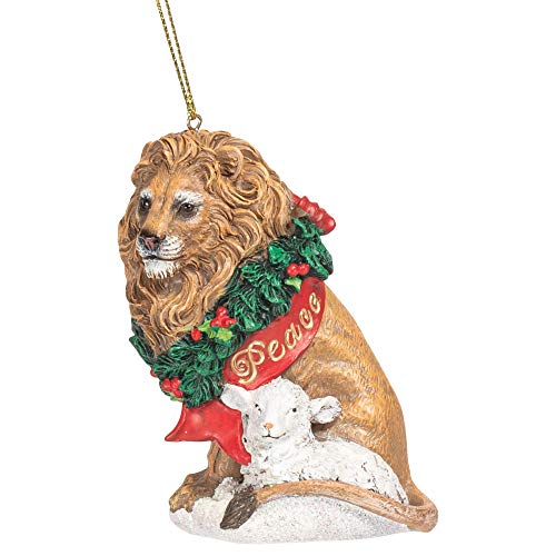 Roman 133361 Ornament-Lion & Lamb/Holiday Traditions, 3.75 Inch, Multicolor #TOP2