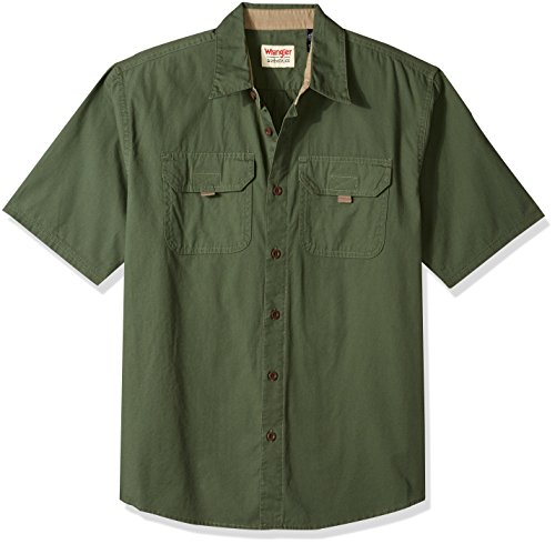Wrangler Authentics Men's Short Sleeve Canvas Shirt, Beetle, XL