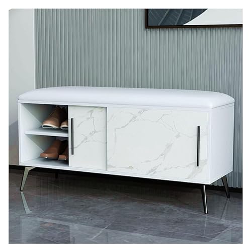 Banc à chaussures rembourré avec rangement coulissant pour entrée
