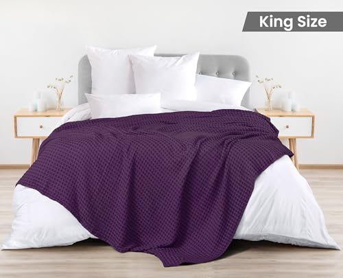 Image of Utopia Bedding 100% Cotton Waffle Weave Blanket King Size for Bed - Lightweight, Breathable Summer Blankets Soft and Cozy, Gifts for Women Home Room Decor (Plum, 90x108 Inch)