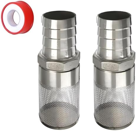 BDHDHWEFE 2 PCS G2” 304 Stainless Steel Garden Hose Screen Filter with 50mm Barbed Hose Fittings, Inlet Suction Strainer, Inlet Strainer Filter for Garden Irrigation, Water Drainage, Aquariums
