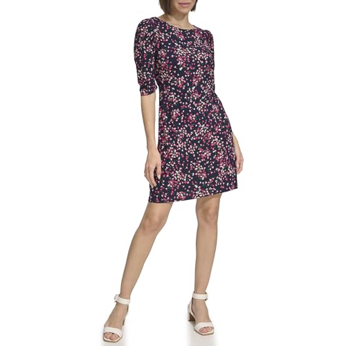 Image of Tommy Hilfiger Women's 1 /2 Sleeve Boat Neck Cotton Shift Mini Dress