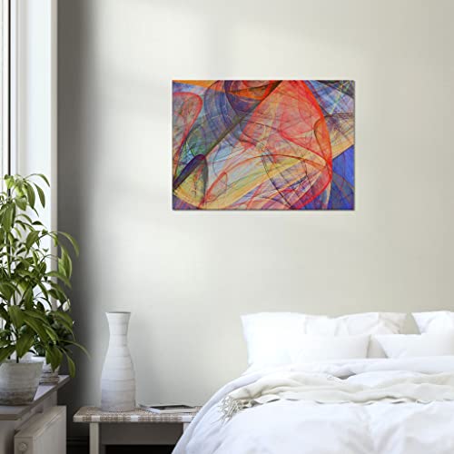 Art mural abstrait moderne : tableau toile encadrée multicolore 50x70