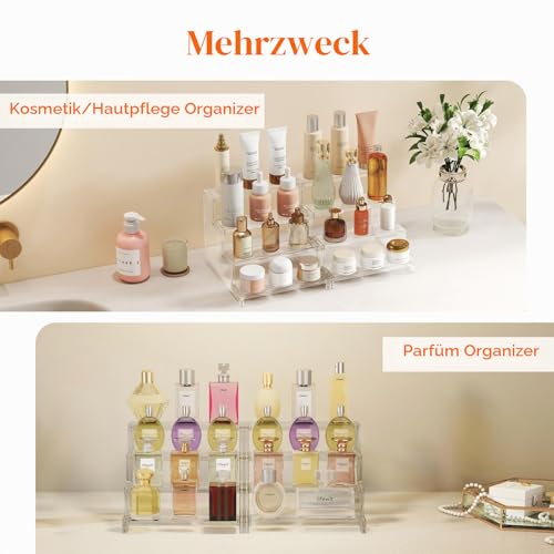 Lifewit 4-stufiger klarer Display Ständer, 1 Stück Kunststoffständer für Präsentation, Plastik Organizer für Figuren, Cupcakes, Schreibtischständer zum Ordnen und Dekorieren, 22.8cm