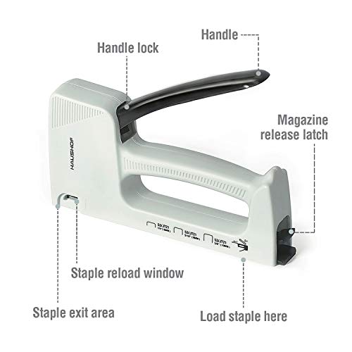 HAUSHOF Light Duty Staple Gun Kit, Fits JT21 Staples of 1/4'' & 5/16'' & 3/8'', Includes 800 Staples of 5/16'' and A Staple Remover, for Upholstery, DIY, Decoration