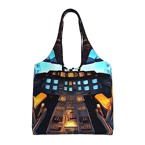 Sac en toile imprimé cockpit d'avion, le cadeau parfait pour maman