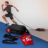 ECD Germany Sprint-Sack Schwarz-Rot inkl. 3X 5kg Sandsack, Sprint-Trainer Fitnesstraining Sprintschlitten Trainingsschlitten Training Sled Speedsac, Sled Sack mit variablem Gewicht, Power Bag Laufen