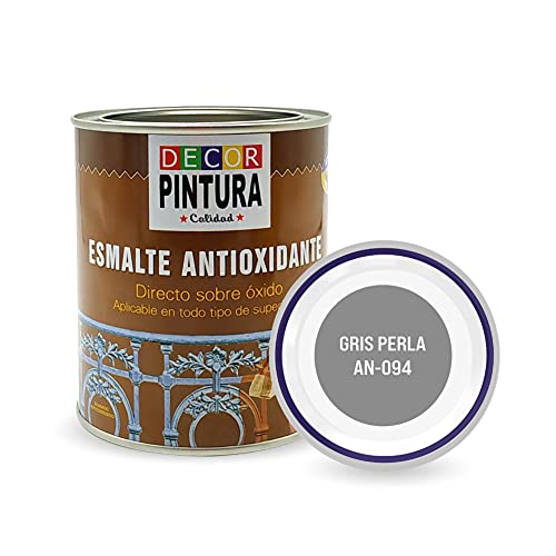 RC ocio Pintura antioxidante exterior para metal minio Pinturas esmalte antioxido para galvanizado, hierro, forja, barandilla, chapa para interiores y exteriores - Lata 750ml(Gris Perla)