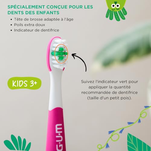 Brosse à dents électrique GUM Playbrush KIDS Rose pour le brossage ludique du soir - 6