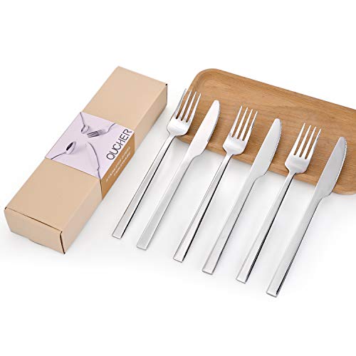 QUCHER 12-delige 18/8 tafelmesbestekset voor huishoudelijk roestvrijstalen tafelmessen voor thuiskeuken en restaurant (12 stuks) - Image 7