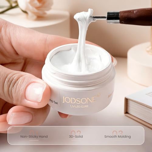 JODSONE White 3D Gel Nail Art Sculpting Gel Non-Sticky Molding Gels for Nails Solid U V LED Soak Off Gels Polish for Carving Molding and Building 15g