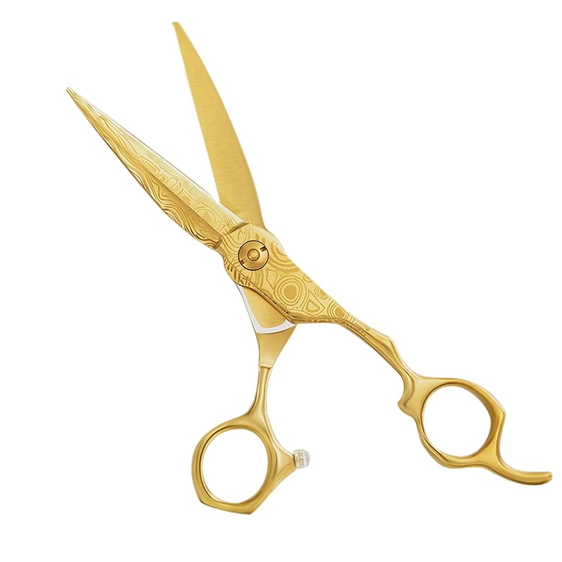 Forbici da taglio per capelli, 15,2 cm, taglio estetico, parrucchiere, barbiere, damasco, in acciaio inox, per taglio a caldo e diradamento