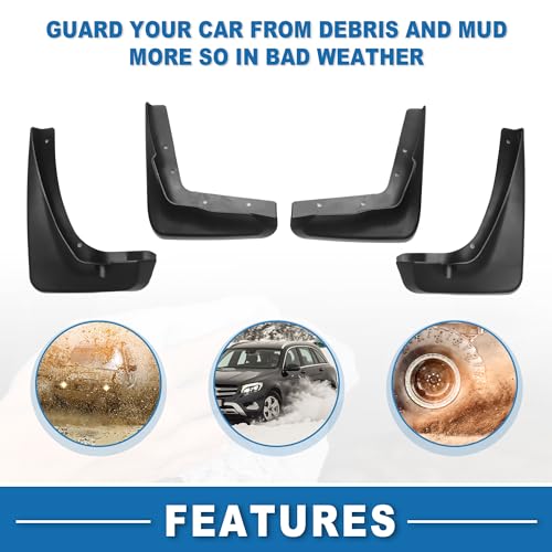 Image of Mud Flap Splash Guard with Mount Accessories Front & Rear Side Mud Guard for Chrysler 300 2013-2017 (Set of 4), Black